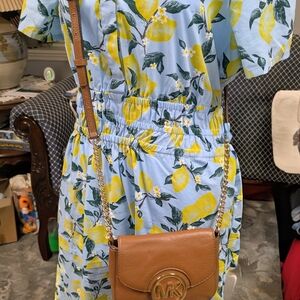 Michael Kors Bedford Legacy Small Flap Crossbody Bag Acorn Pebbled Leather